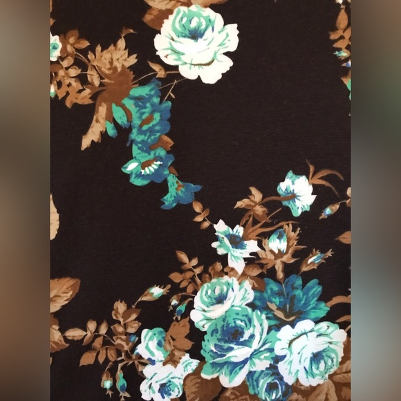 Minerva Straight Skirt Turquoise Floral Patter Size Tag Missing See Measurements - Picture 4 of 5